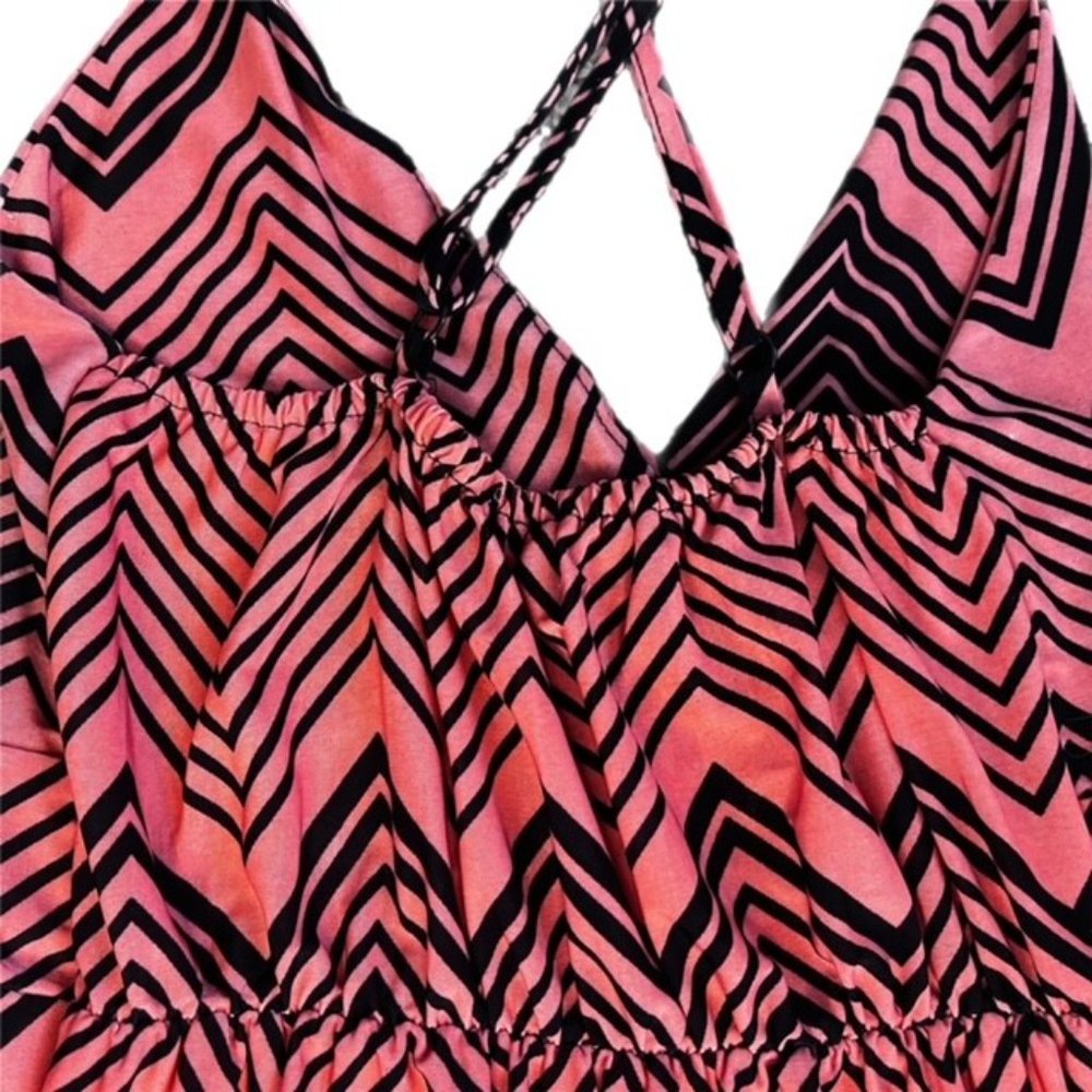 Pink and black High Low Maxi Dress Adjustable straps - Picture 3 of 5
